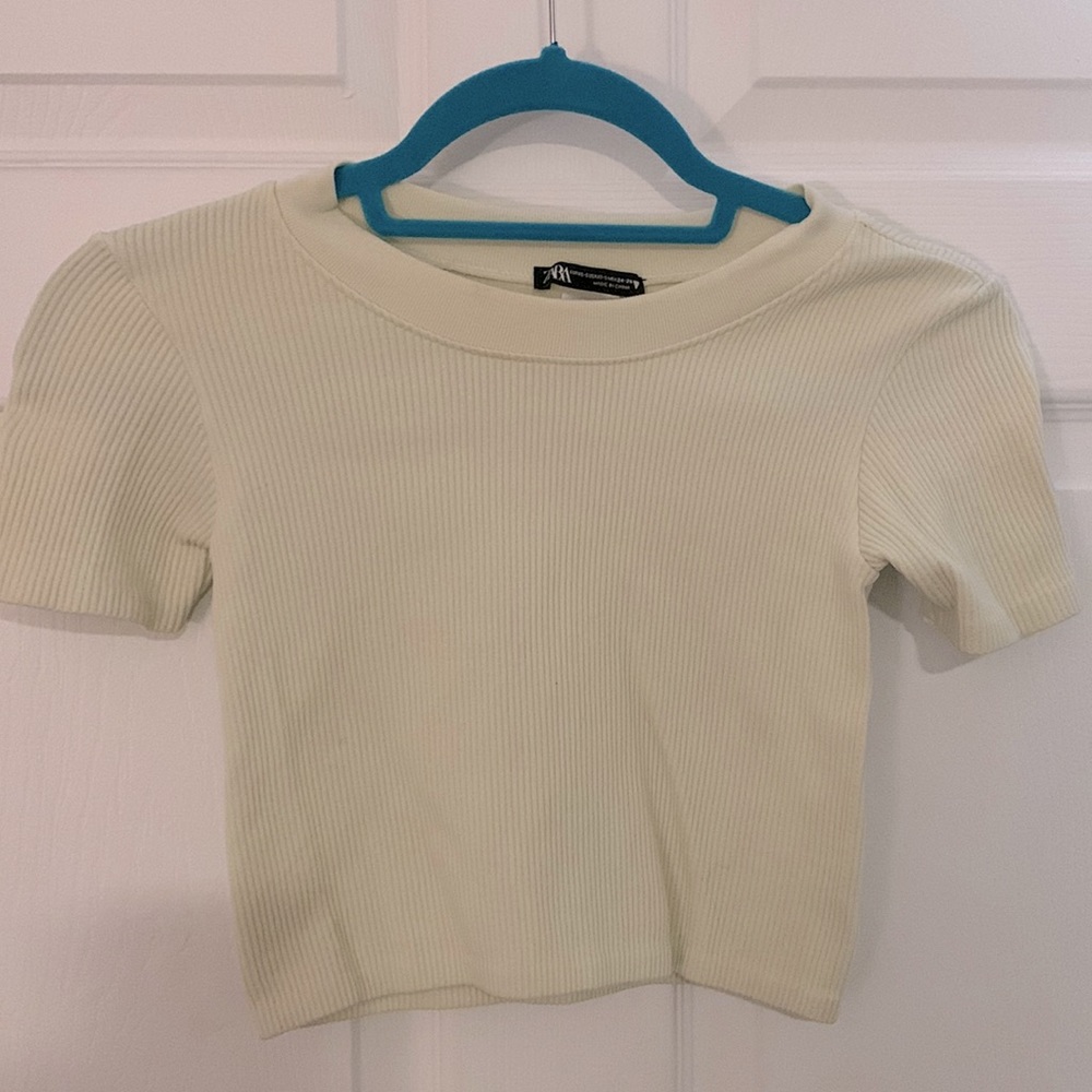 Zara, ribbed, crop, fitted tee, size XS-S!